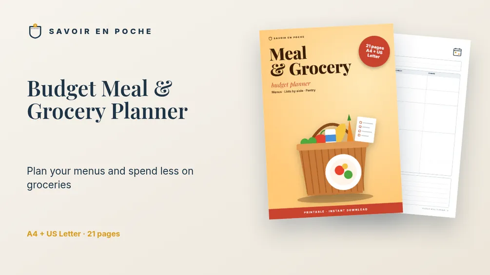 Budget Meal & Grocery Planner – Printable (A4 + US Letter)