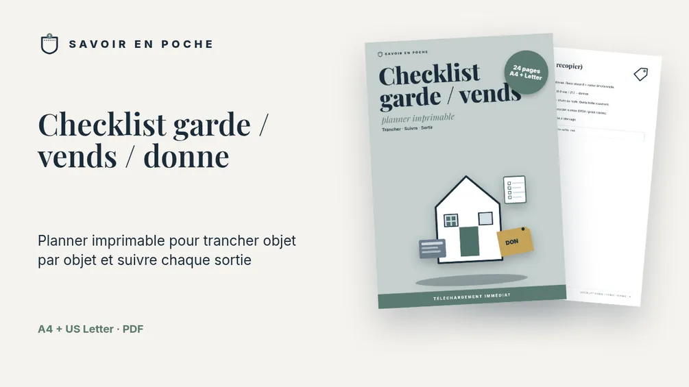 Checklist garde / vends / donne (PDF imprimable)